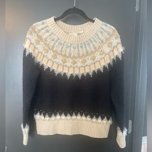 Anthropology / Sleeping On Snow Black Nordic wool sweater